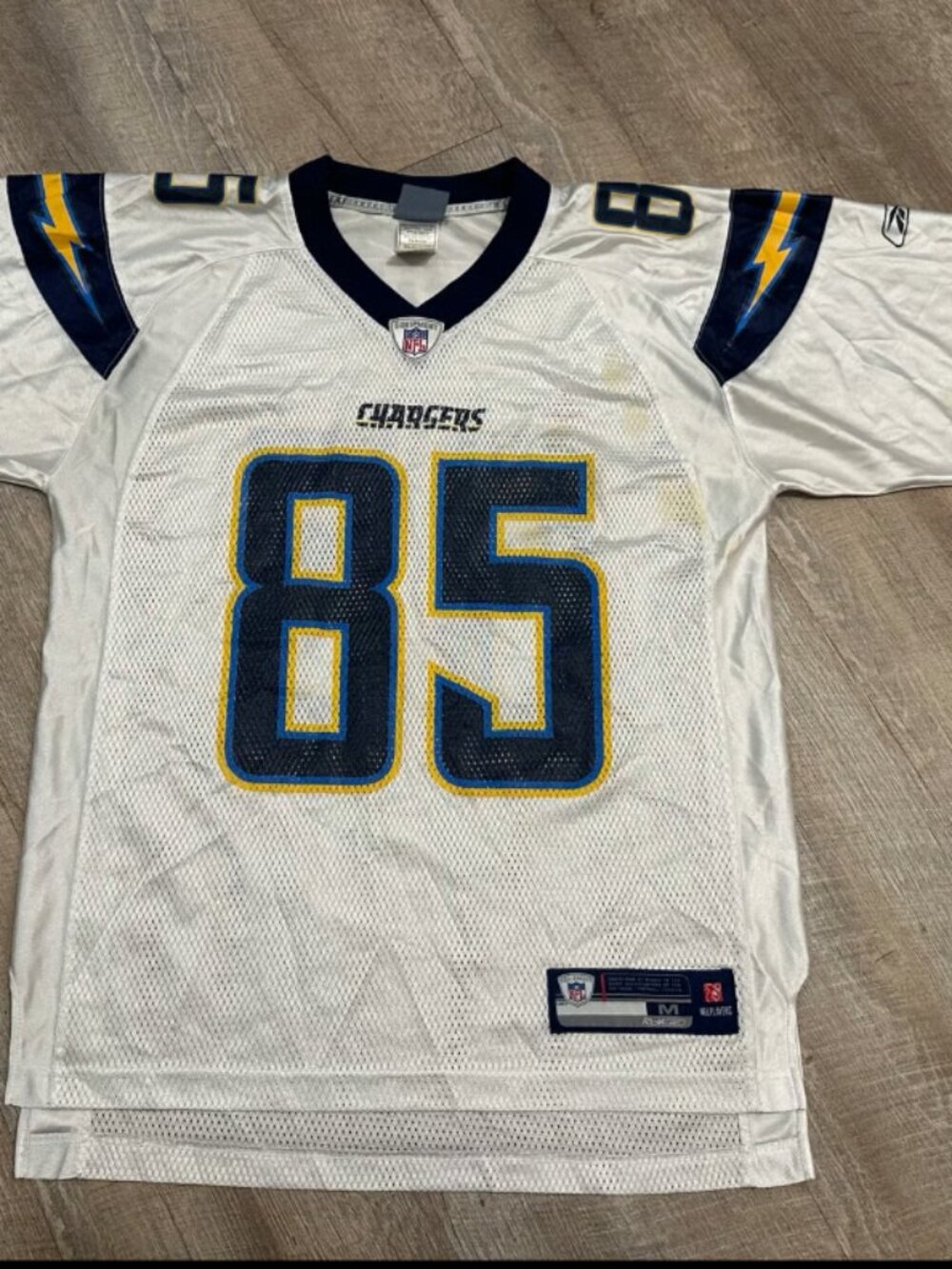 VTG Reebok Antonio Gates San Diego Chargers NFL Jersey Mens Medium White 85